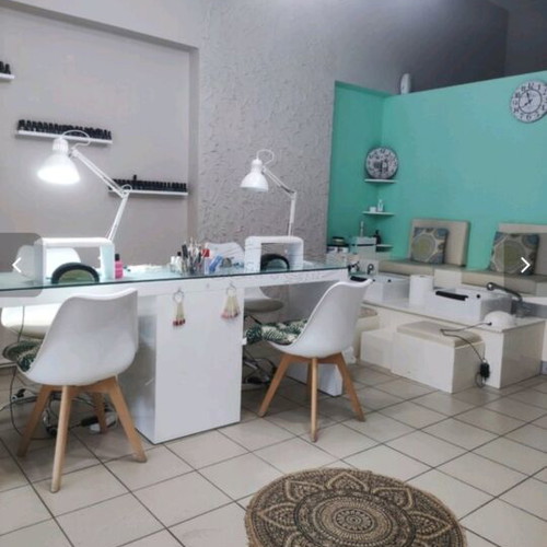 Manicure desk for two with built-in drawer, lacquered, like new