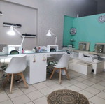 Manicure desk for two with built-in drawer, lacquered, like new