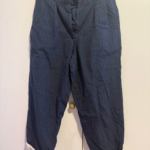 Striped pants with white trim used, size M 38 10, blue and white