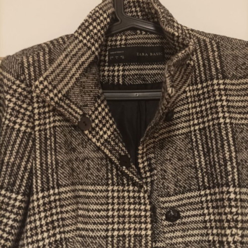 Zara checked women's coat used white black grey size L