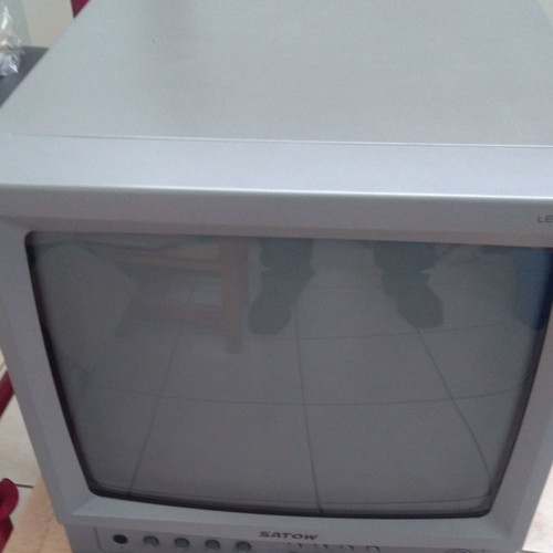 Analog camera monitor used, black and white, 4 cameras