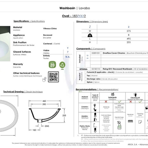 Valadares Undermount Sink New, White, No Faucet Hole