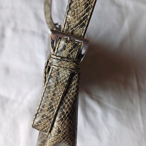Women's snake print shoulder bag Epsilon by Efstathopoulos like new, beige multicolor