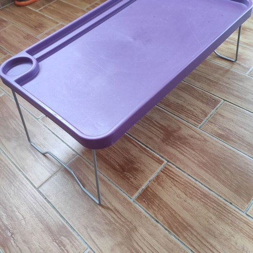 IKEA Bed Serving Tray like new, purple plastic with foldable metal legs