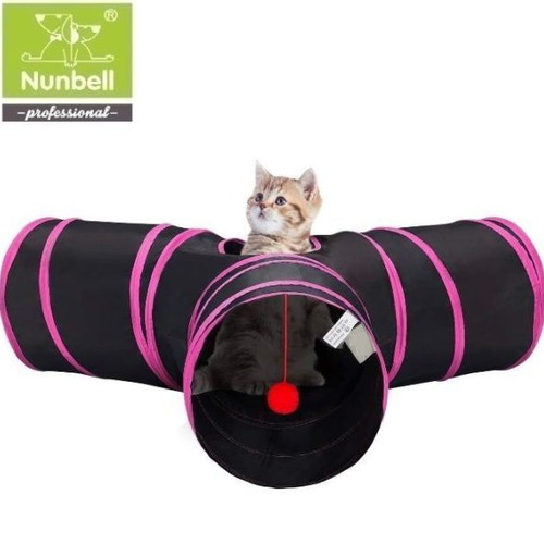 Nunbell Foldable Cat Tunnel with 3 Exits new, blue or fuchsia