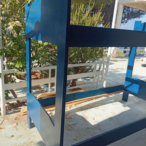 Bunk bed frame without mattresses