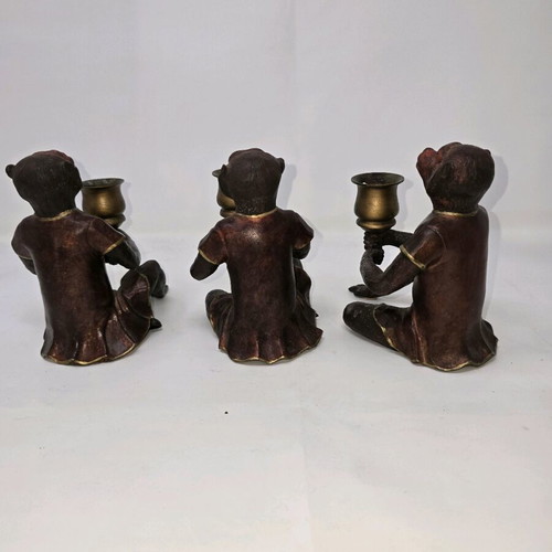 Bronze decorative candlesticks set of 3 pieces like new