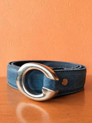 Vintage blue belt with silver buckle