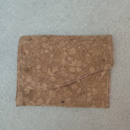 Handmade cork wallet with pink lining, like new