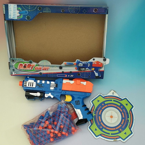 Orange dart blaster with 30 foam darts and round target