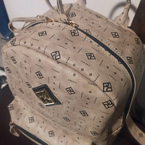 Pierro large backpack like new, beige and black