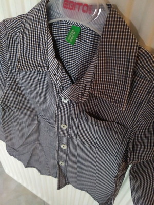 Benetton kids checkered shirt 2-3 years like new, black and white
