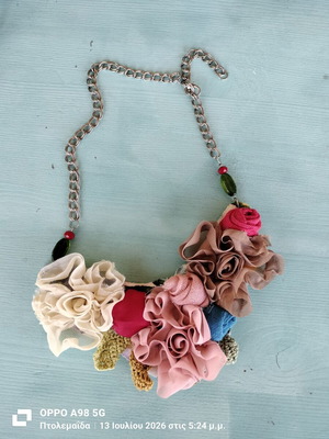 Handmade knitted necklace colorful, new