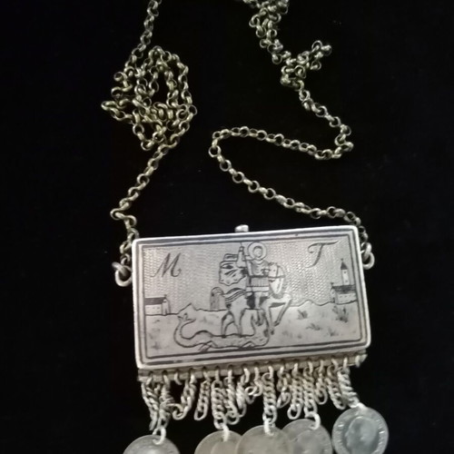 Silver Amulet with Saint George 19th Century Epirus, like new