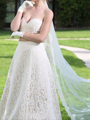Wedding dress handmade new lace size M 38 10