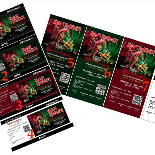 Iron Maiden hard copy ticket customized for OAKA concert 2026