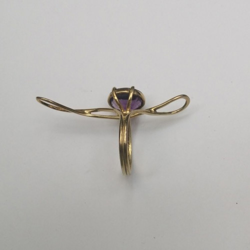 Handmade 925 silver gold-plated ring with natural amethyst stone new