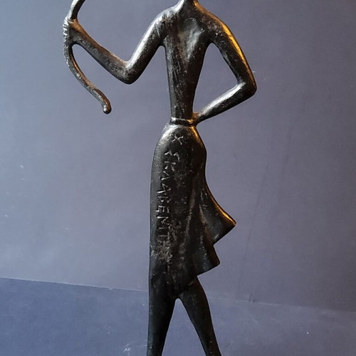Set of 2 Bronze Statues Artemis and Dionysus, like new, 1960s