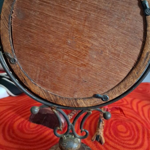 Wooden carved tabletop mirror used, vintage
