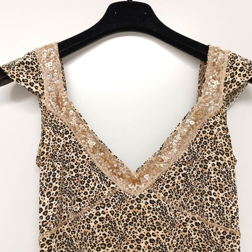 Liu Jo Summer Mini Dress S Leopard Print with Deep V Neck
