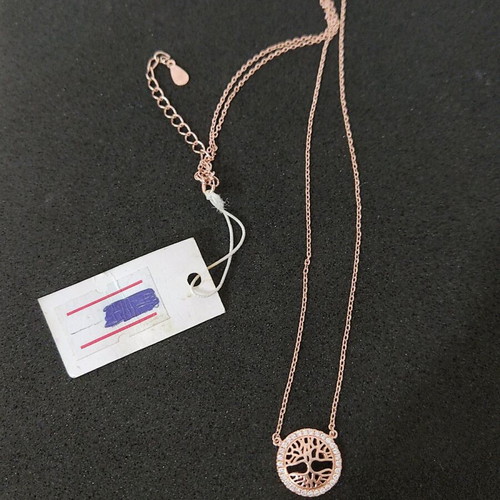 925 Silver Tree of Life Necklace New Rose Gold Plated