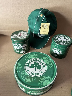 Panathinaikos 4-piece memorabilia set, cap new