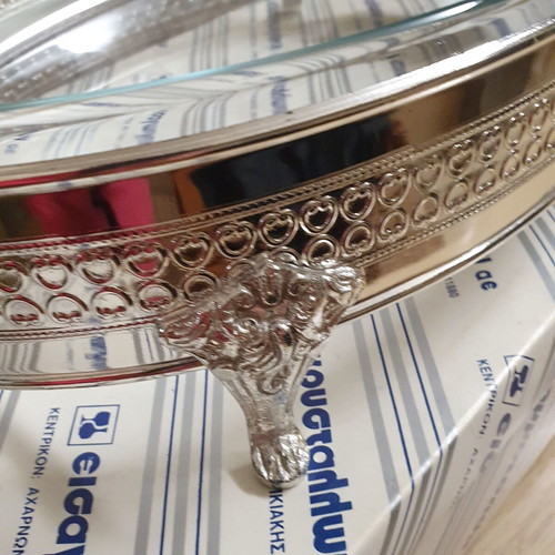 Pyrex on silver base new, elegant 1980 piece