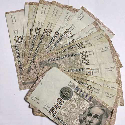 Italian banknotes used, pack of 20 of 1000 lire
