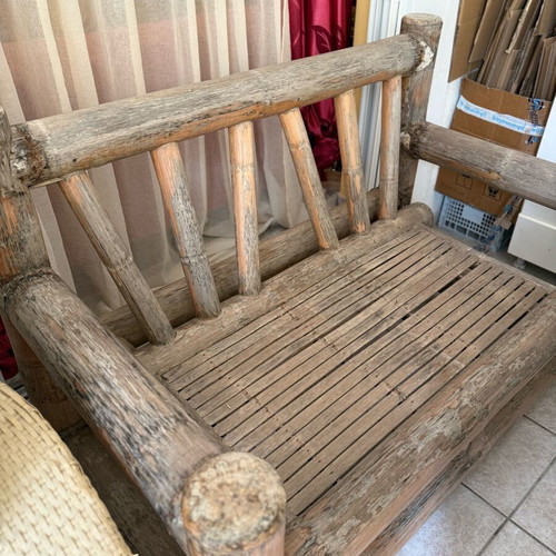 Rustic Wooden Outdoor Sofa used