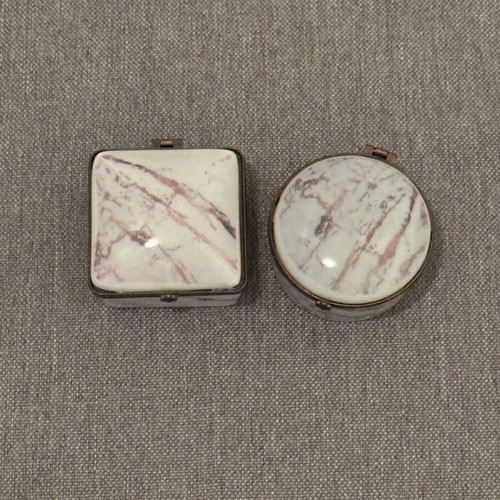 Jewelry boxes set of 2 unused with marble look and bronze closure
