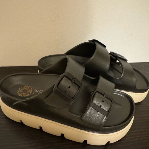 Ateneo sandals new, double strap, size 37, black and beige