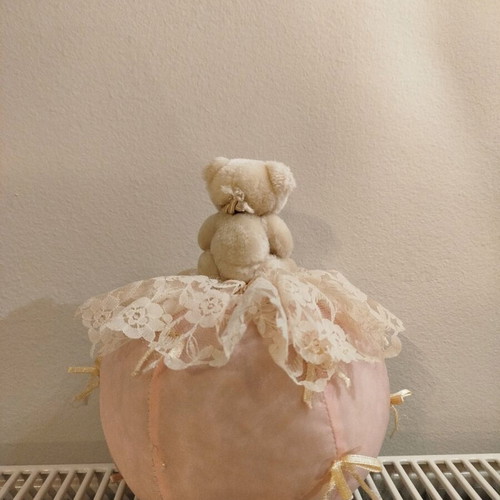 Stuffed bear on ball like new