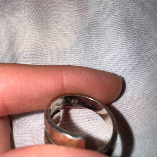 Gold 585 - Silver 925 Hammered Ring like new, size 56