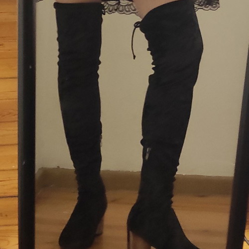 Black velvet over the knee boots Hot Kiss new, size 39