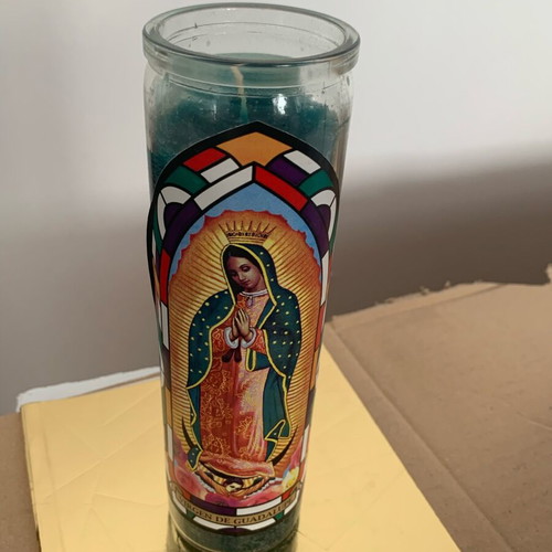 Christian candle Virgin Mary from Mexico like new collectible