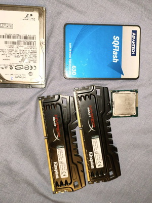 I7 2600k used with 16GB DDR3 Hype X Beast RAM, 120GB SSD, 250GB HDD