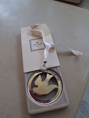 Christofle Paris decorative silver ornament used, 7cm diameter