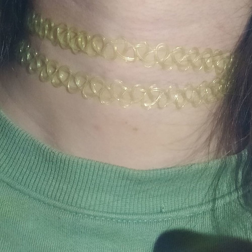 Chokers used, set of two, knitted light green
