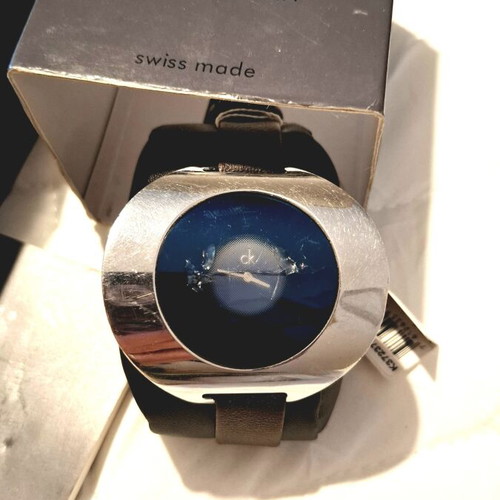 Calvin Klein watch used with boxes, authenticity cards and black leather bracelet