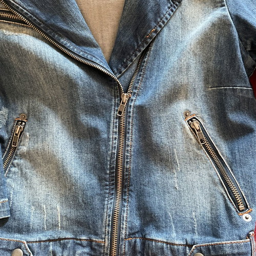 Zara Jean Jacket Woman Medium Like New Blue 3/4 Sleeve