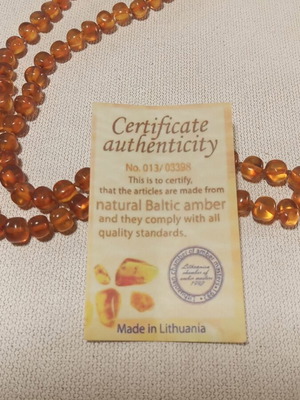Baltic amber necklace from Lithuania