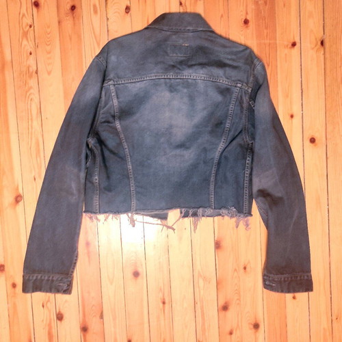 Vintage Levi's 70500 cropped jacket refurbished, gray and blue, size M