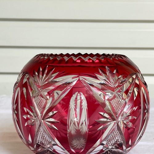 Saint-Louis crystal vase used, red antique
