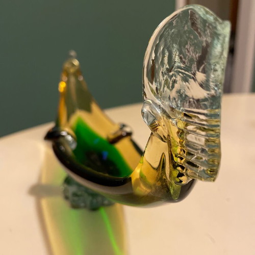 Decorative gondola Murano 1960 like new, green and yellow