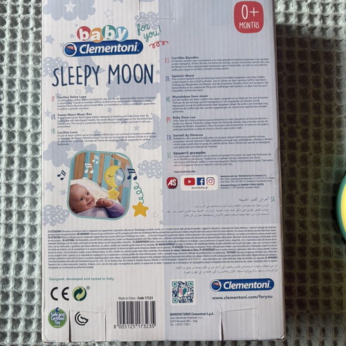 Baby Clementoni Sleepy Moon Musical Hanging Toy like new, with box