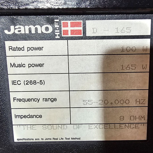 JAMO D-165 Vintage Speakers like new, floorstanding, made in Denmark