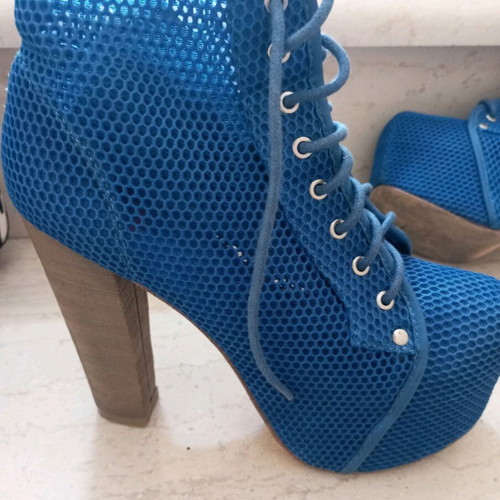 Women's spring ankle boots blue used, high heel size 36