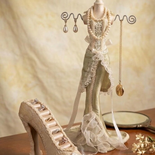 Jewelry Organization Stand Set of 2 with Romantic Vintage Style