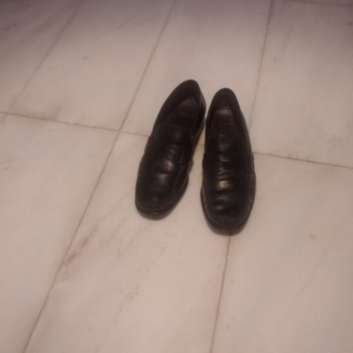 Men's leather shoes size 42 used, black moccasins