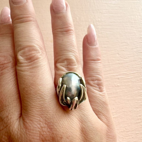925 Silver Ring with Natural Nautilus Shell Vintage, Like New